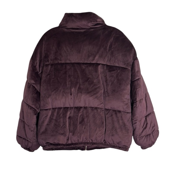 Nine West Plus 2X Velvet Puffer Jacket Plum Purple Zip Front Winter Coat Comfy - Picture 2 of 9